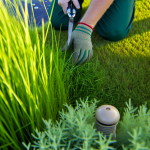 how to trim grass around sprinkler heads